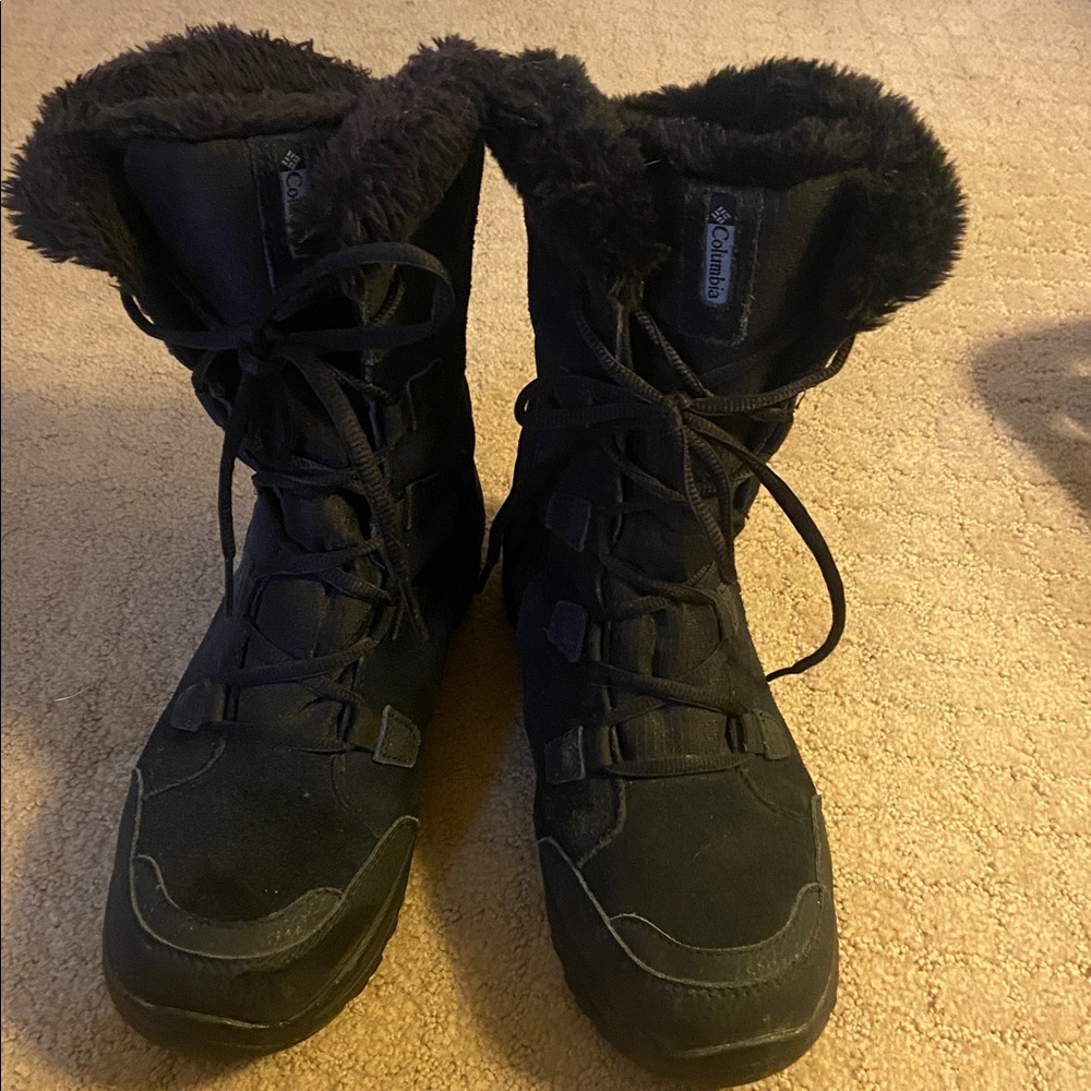 Columbia Women's Black Winter Boots with Fur Trim
